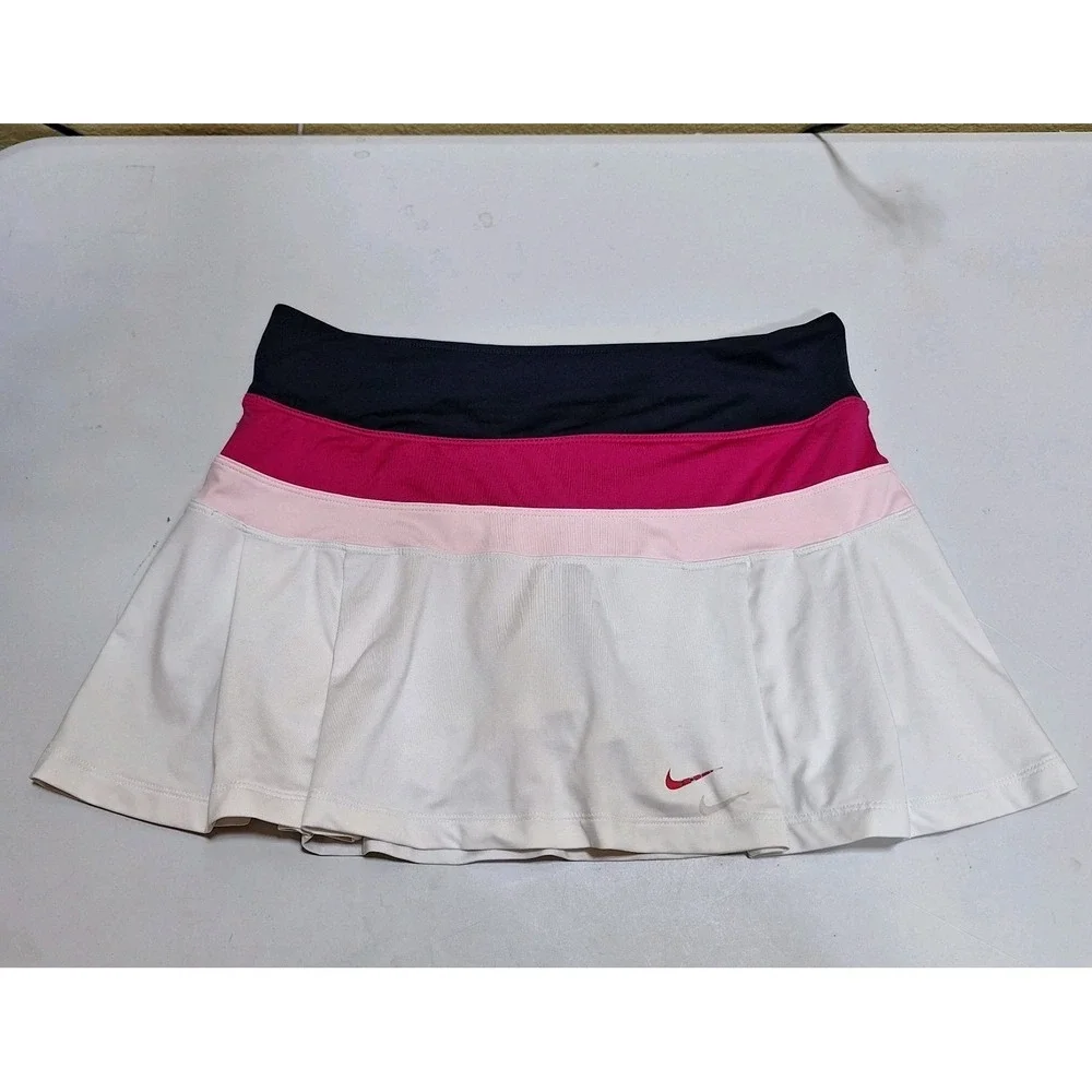 Nike‎ Dri-FIT Tennis Skort Womens Medium White Pink Navy Athletic Golf Running